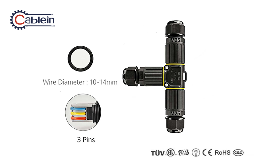 M25 Feed-Through T-Shape Waterproof Connector